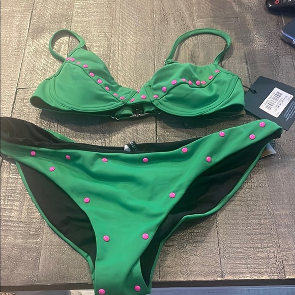 Cynthia Rowley Studded Bikini Top and Bottoms - Picture 3 of 9